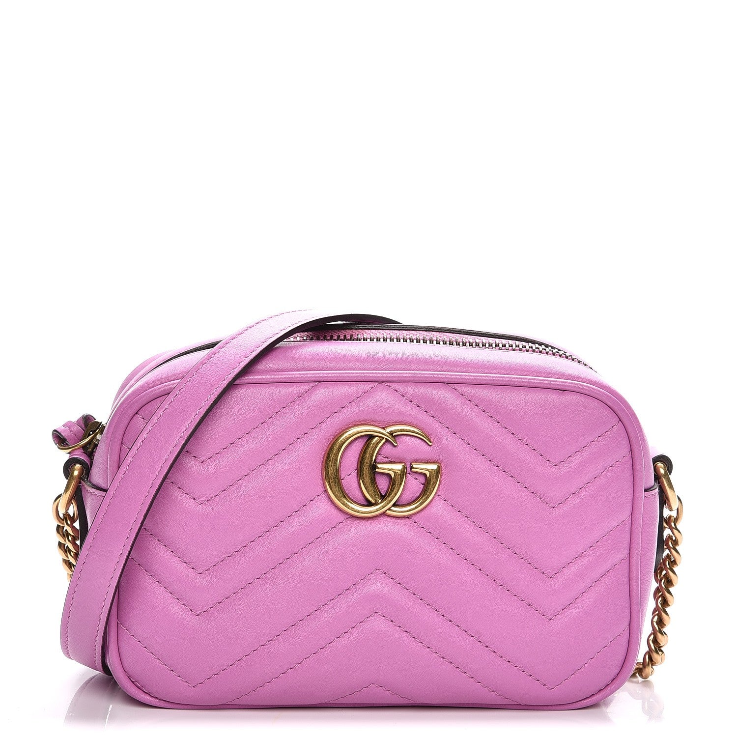 Gucci Calfskin Matelasse Mini GG Marmont Chain Shoulder Bag Candy Mousse 1 of 7