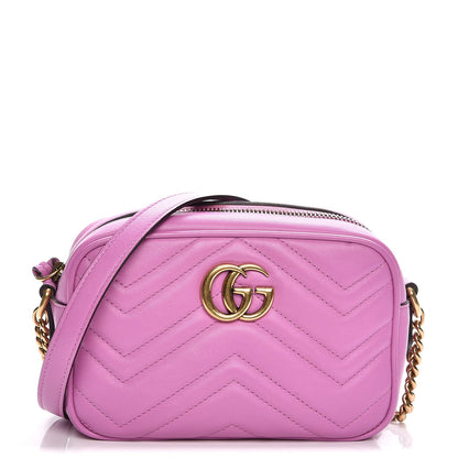 Gucci Calfskin Matelasse Mini GG Marmont Chain Shoulder Bag Candy Mousse 1 of 7
