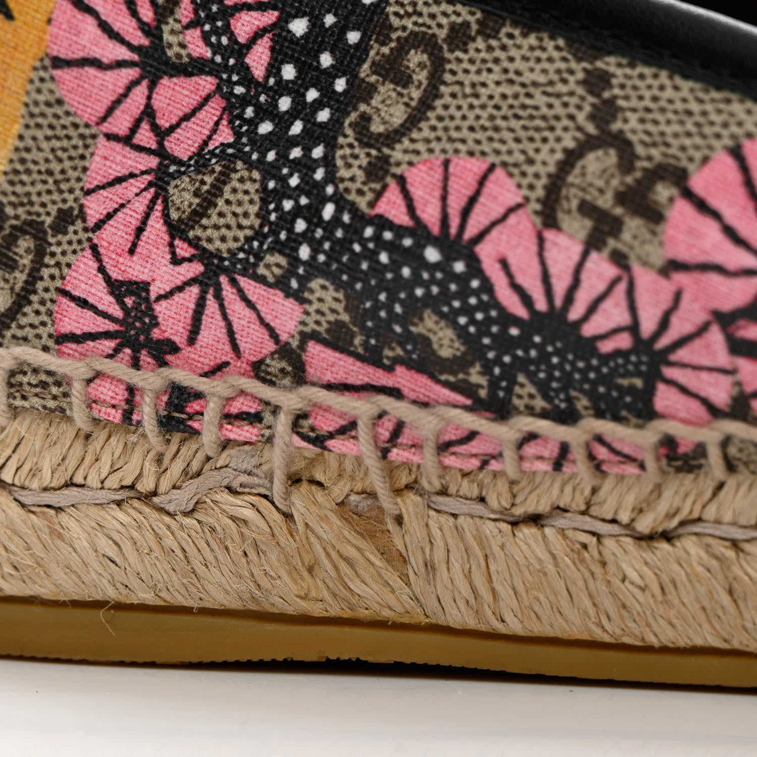 Gucci GG Supreme Monogram Bengal Espadrilles 36.5 Beige Crop Pink 16 of 17