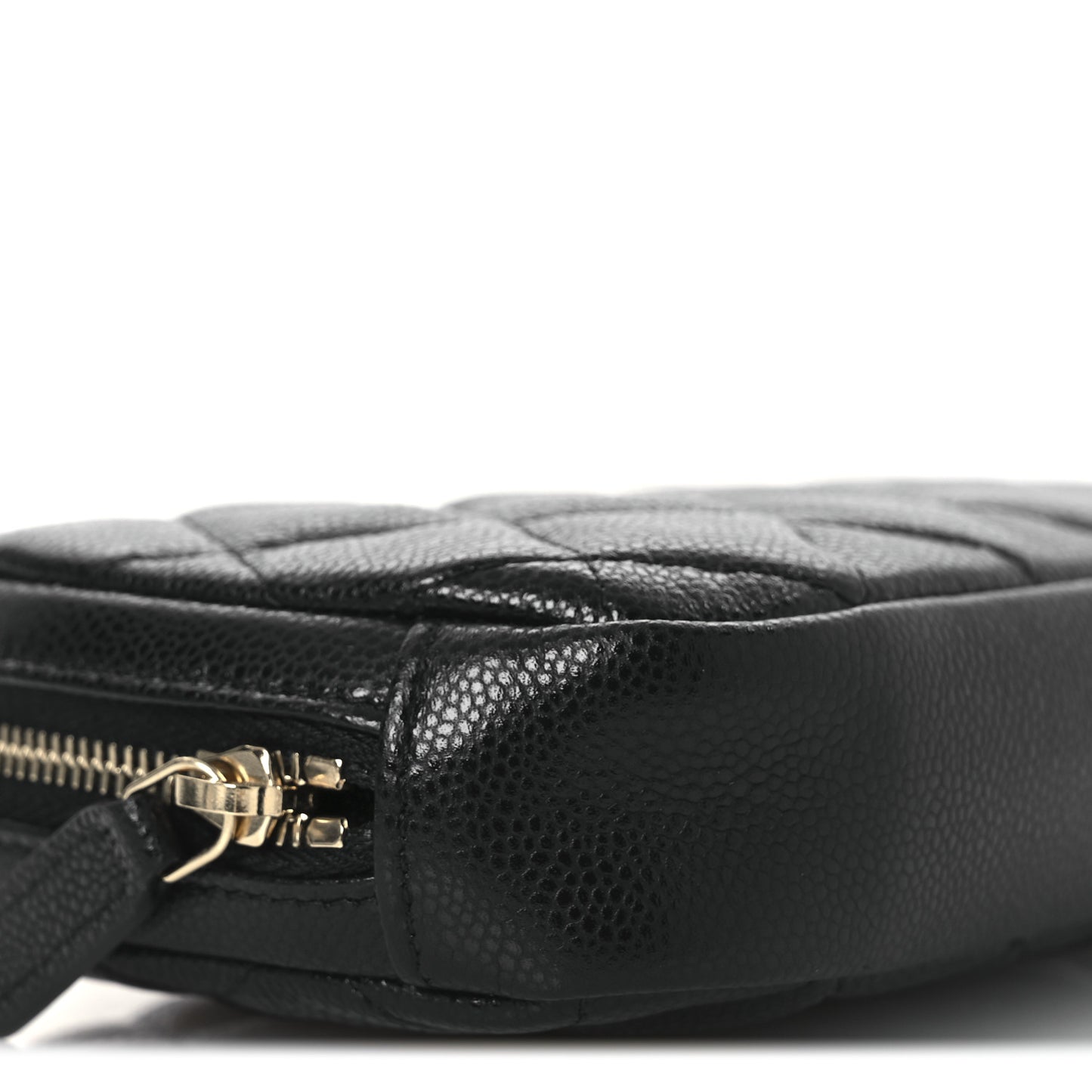 Caviar Quilted Small Curvy Pouch Cosmetic Case Black