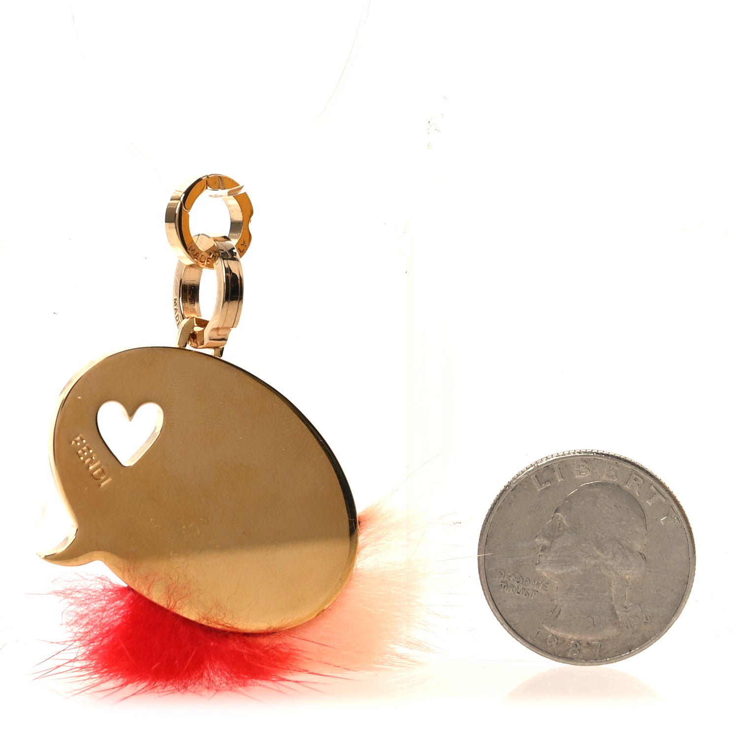 Fendi Mink Fur Love ABClick Bag Charm Pink 2 of 5