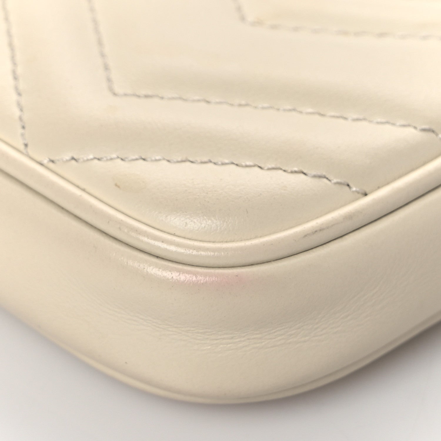Gucci Calfskin Matelasse Mini GG Marmont Chain Crossbody Bag White 9 of 11