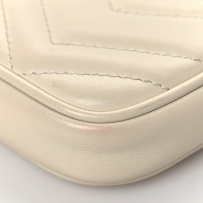 Gucci Calfskin Matelasse Mini GG Marmont Chain Crossbody Bag White 9 of 11