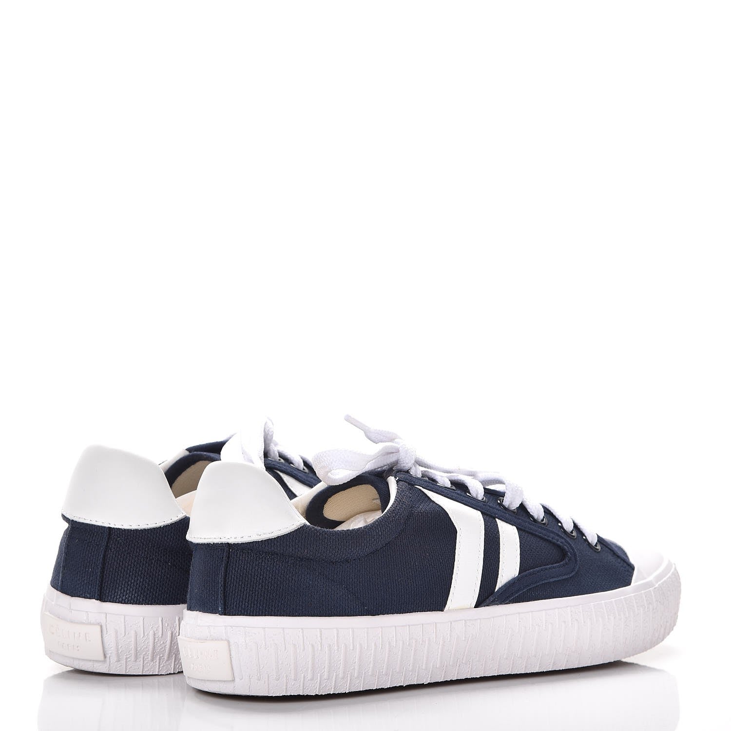 Celine Canvas Plimsole Sneakers 37 Navy White 3 of 10