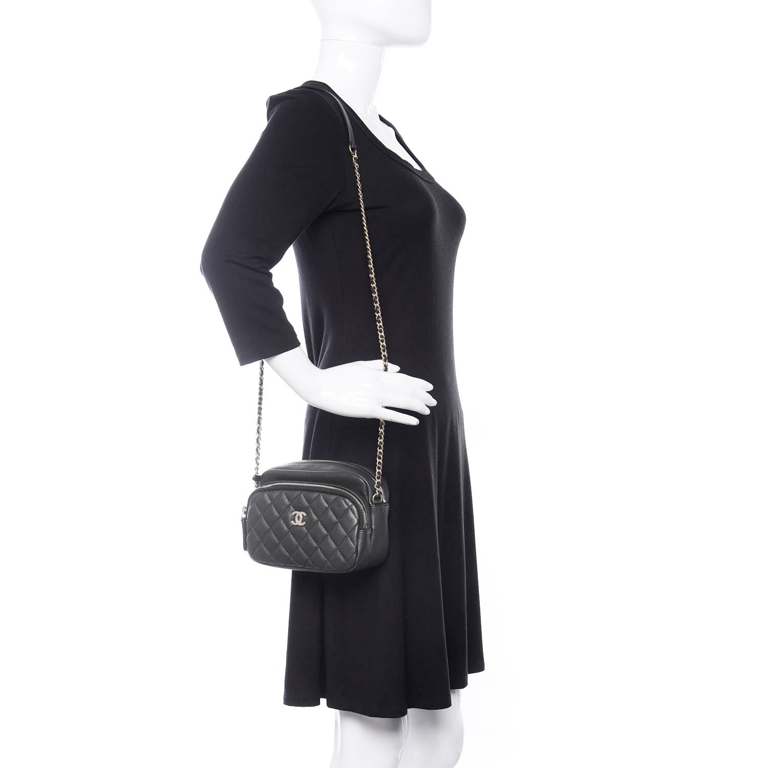 Chanel Calfskin Quilted Day Trips Camera Case Black 2 of 11