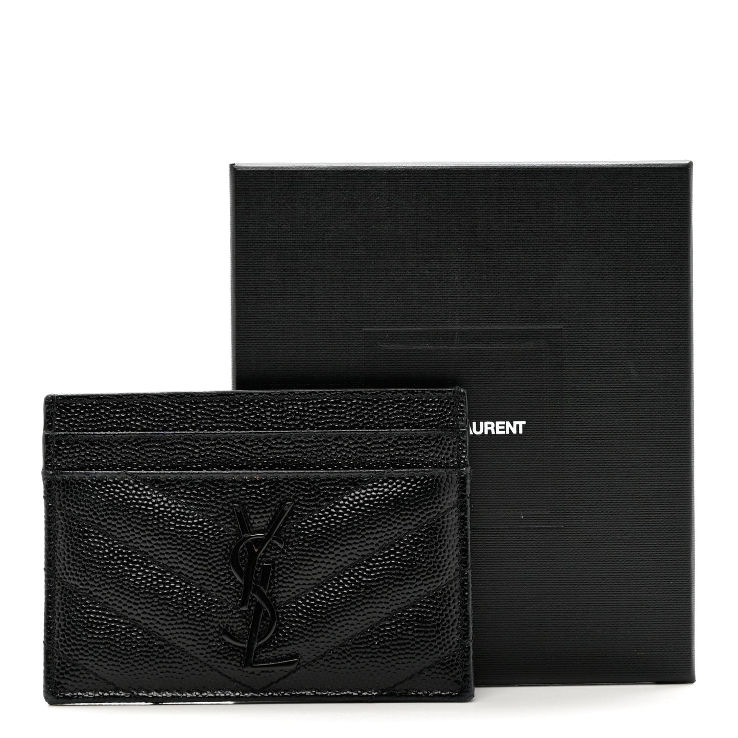 Grain De Poudre Matelasse Chevron Monochrome Monogram Credit Card Case Black