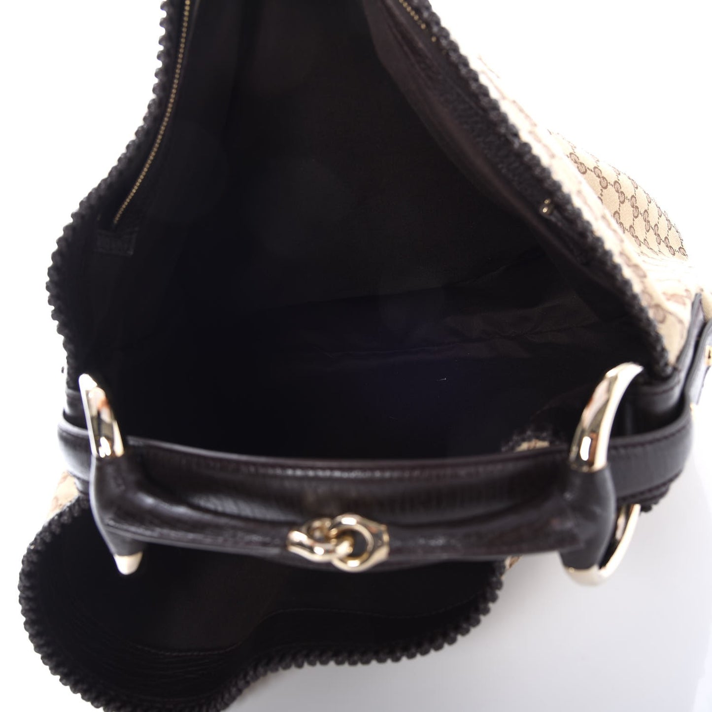 Monogram Large Horsebit Chain Hobo Dark Brown