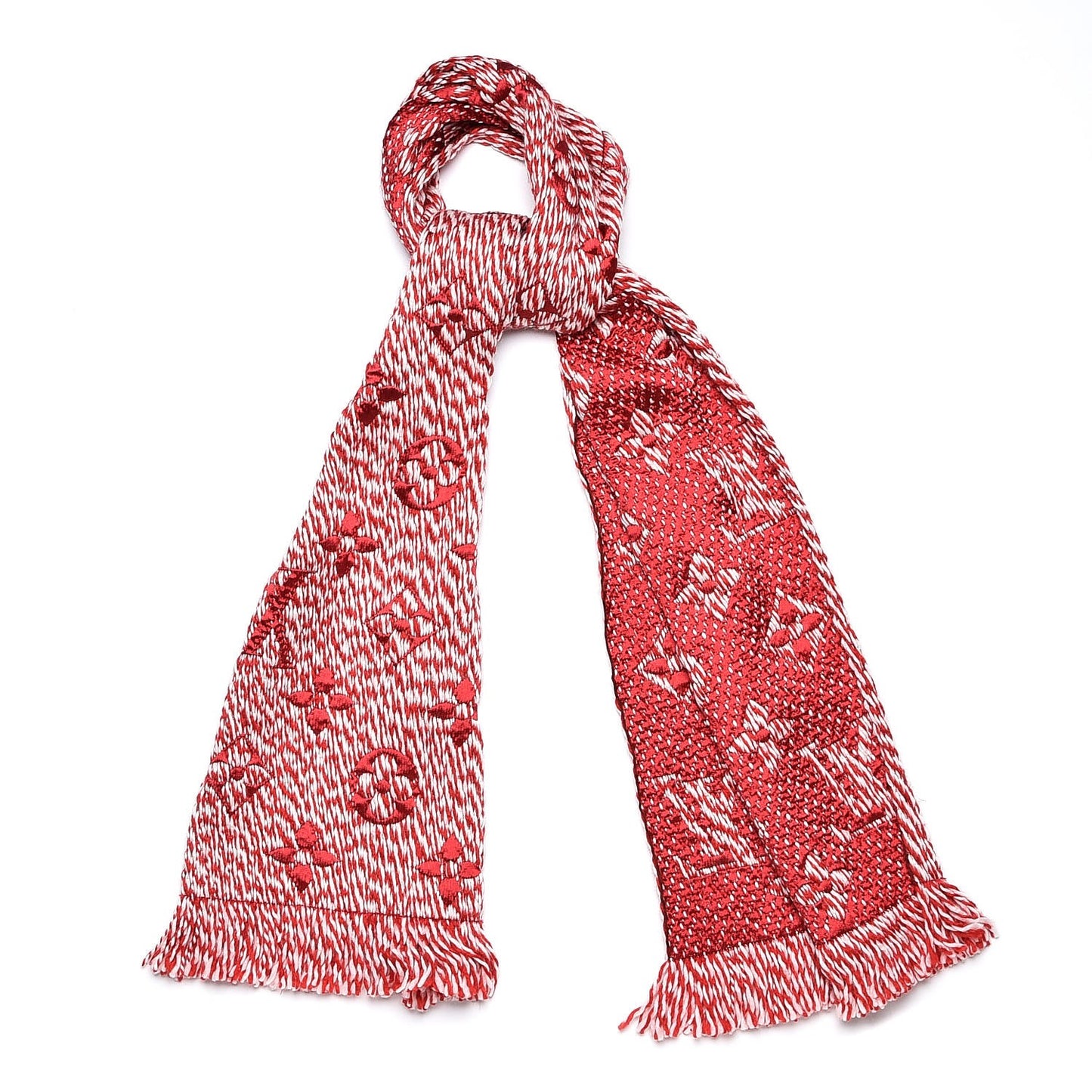 Wool Silk Logomania Mix Scarf Coquelicot