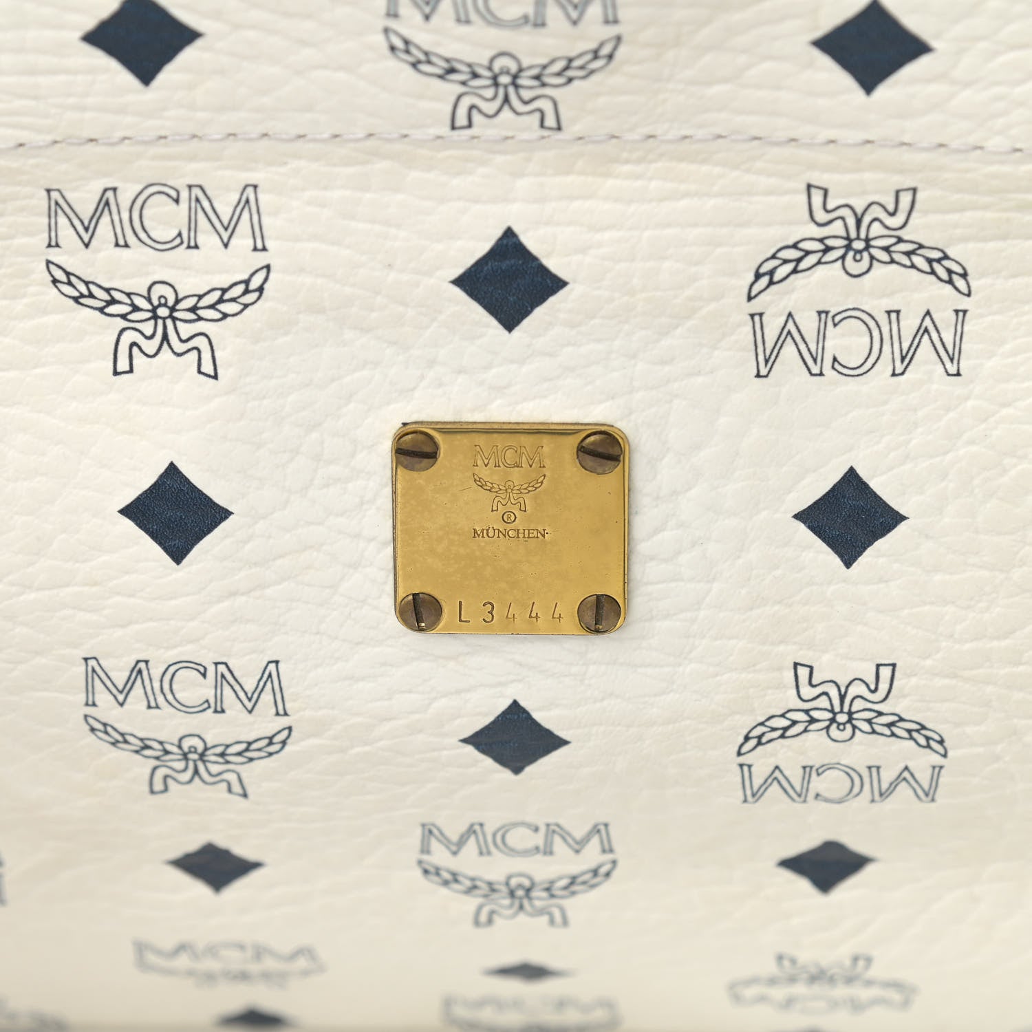 MCM Lambskin Coated Canvas Monogram Chain Tote White 13 of 15