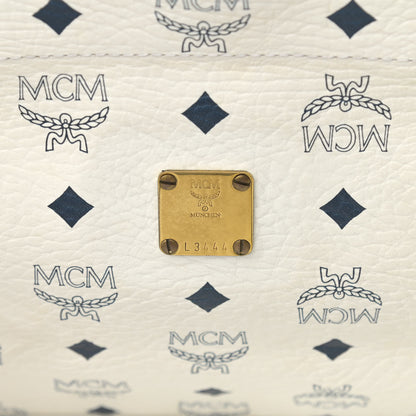 MCM Lambskin Coated Canvas Monogram Chain Tote White 13 of 15