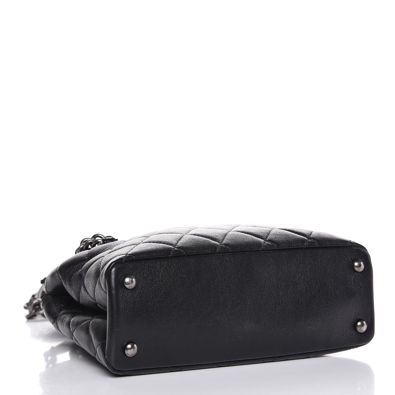 Chanel Shiny Sheepskin Quilted Small Shopping Tote Black 4 of 7