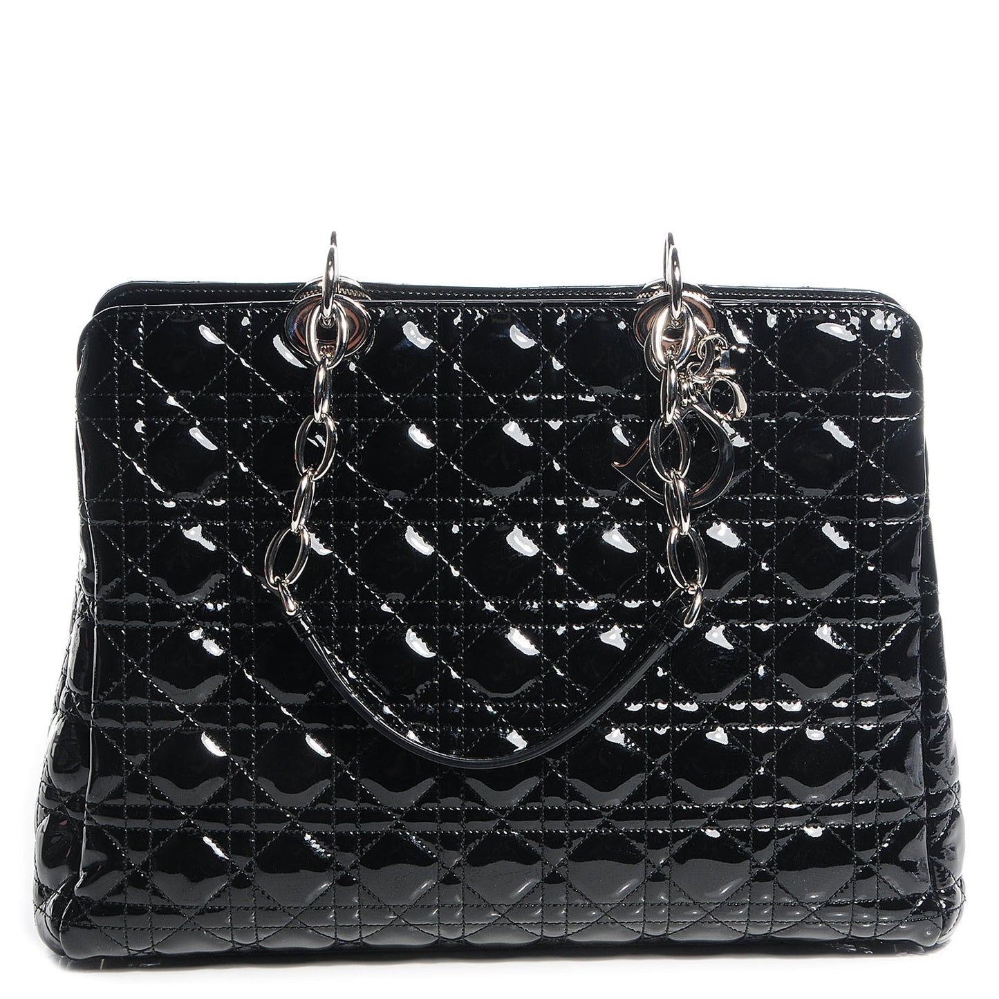 Patent Cannage Dior Soft Shopping Tote Black
