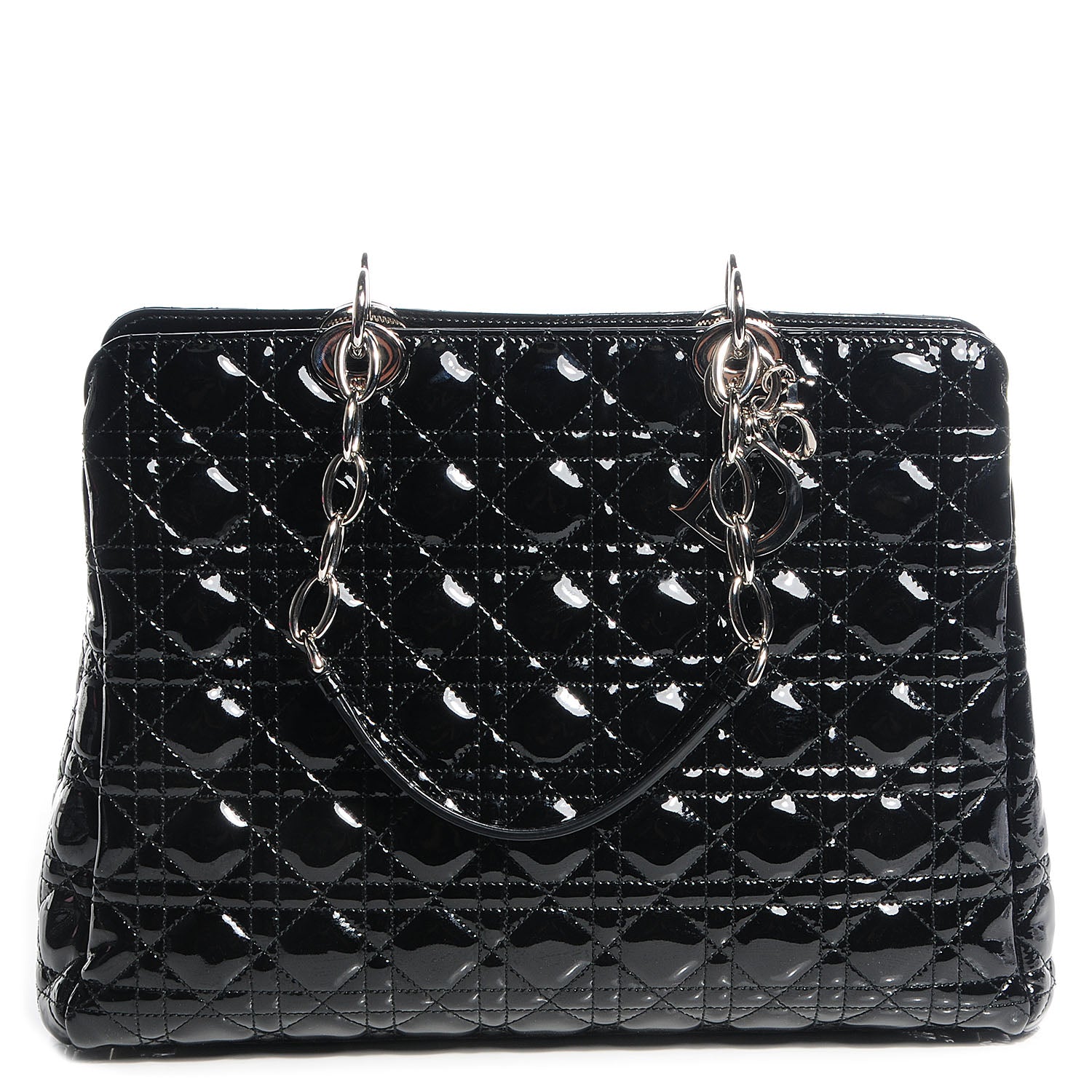 Christian Dior Patent Cannage Dior Soft Shopping Tote Black 1 of 10