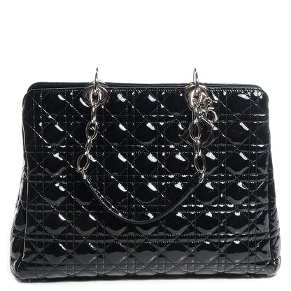 Christian Dior Patent Cannage Dior Soft Shopping Tote Black 1 of 10