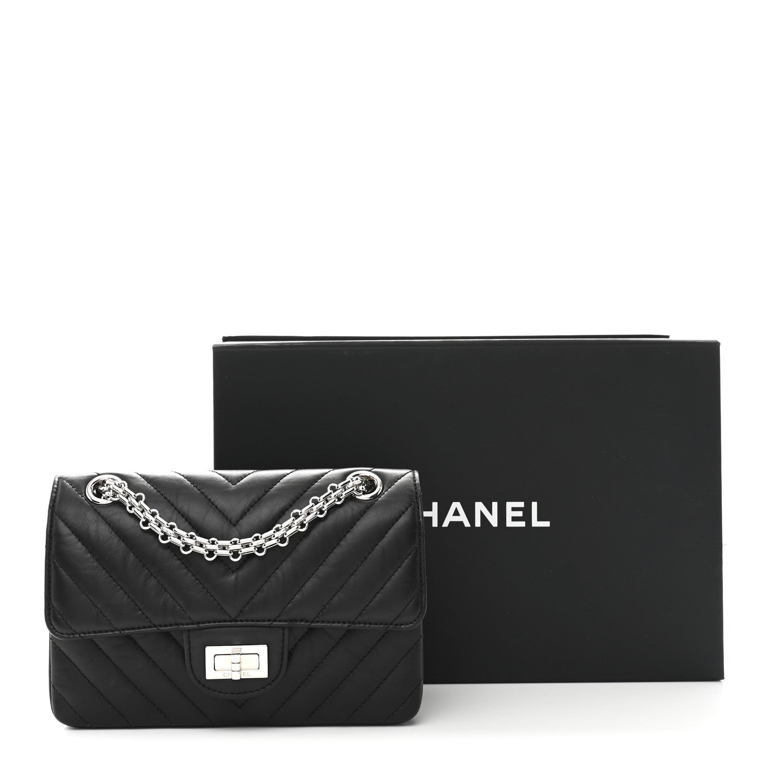 Chanel Aged Calfskin Chevron Quilted 2.55 Reissue Mini Flap Black 11 of 11
