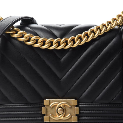 Chanel Lambskin Chevron Quilted Medium Boy Flap Black 12 of 13