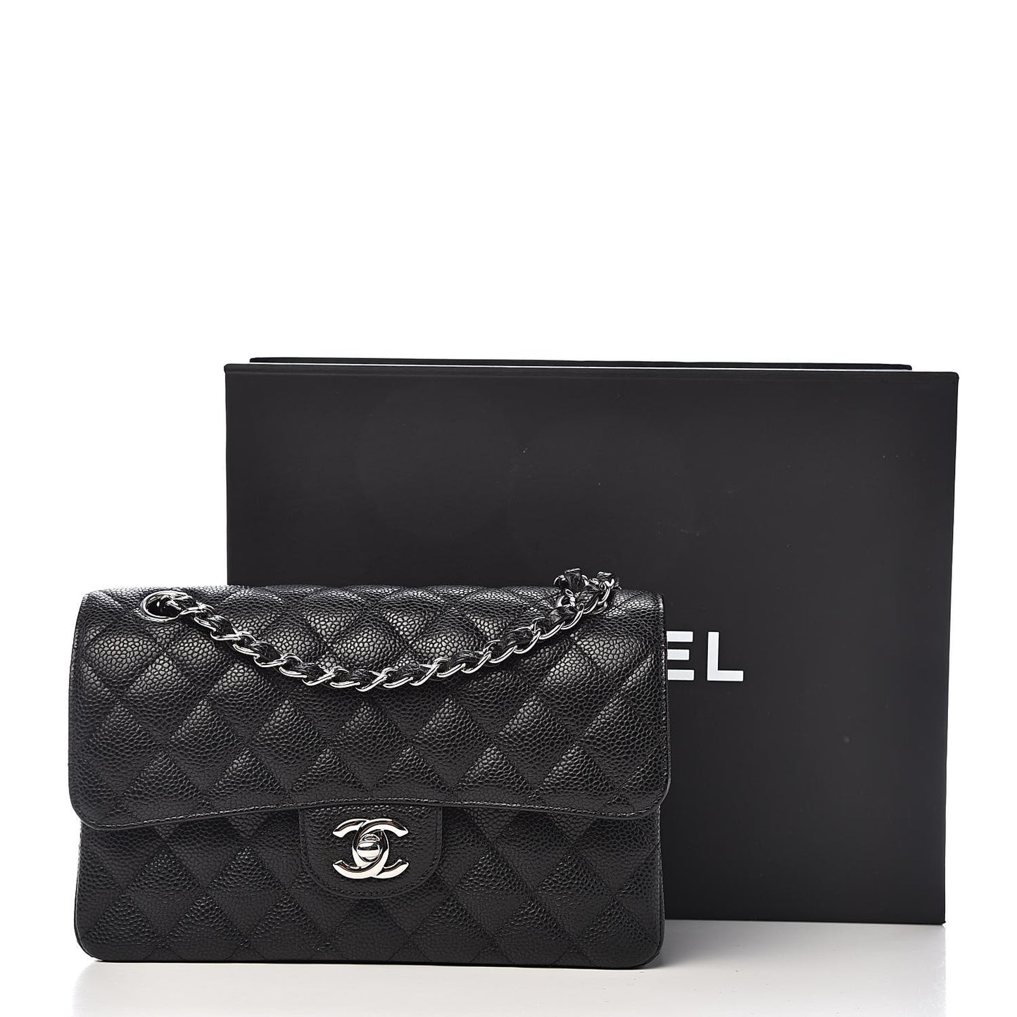 Caviar Quilted Small Double Flap Black
