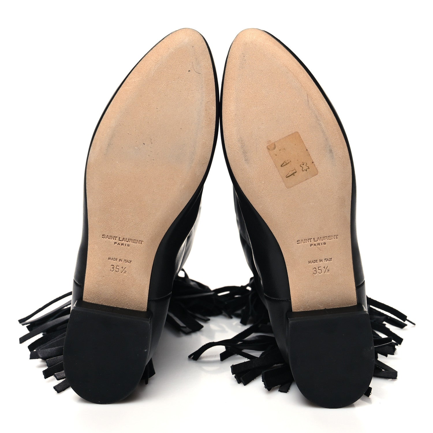 Saint Laurent Calfskin Dana Knee High Fringed Boots 35.5 Black 5 of 6