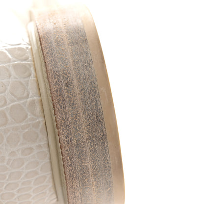 Fendi Calfskin Crocodile Embossed Karligraphy Logo Riding Boots 40.5 White 12 of 16