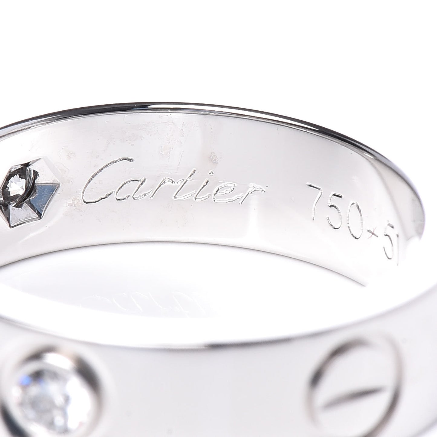 18K White Gold 3 Diamond 5.5mm LOVE Ring 51 5.75