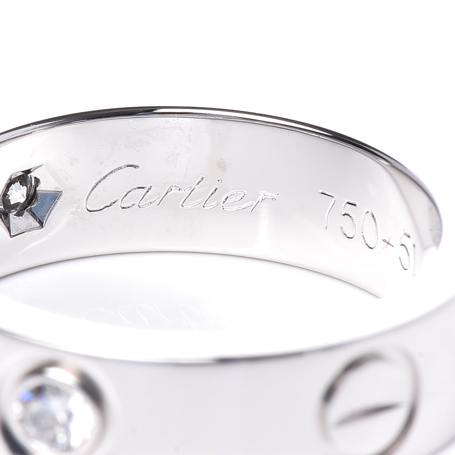 Cartier 18K White Gold 3 Diamond 5.5mm LOVE Ring 51 5.75 4 of 8
