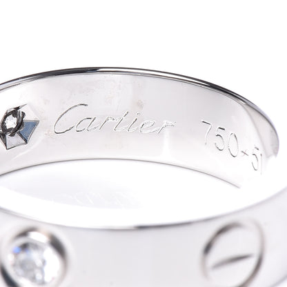Cartier 18K White Gold 3 Diamond 5.5mm LOVE Ring 51 5.75 4 of 8