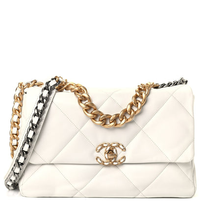Chanel Goatskin Quilted Large Chanel 19 Flap White 1 of 4