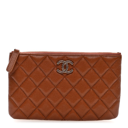 Chanel Caviar Crystal Quilted Coco Candy Cosmetic Case Brown 1 of 9