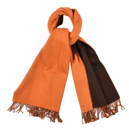 Hermes Cashmere Recto Verso Muffler Orange Boite Marron 1 of 4