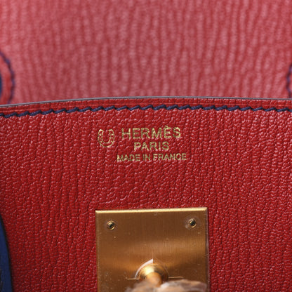 Hermes Chevre Mysore Horseshoe Birkin 30 Rouge Casaque Bleu Brighton 7 of 41