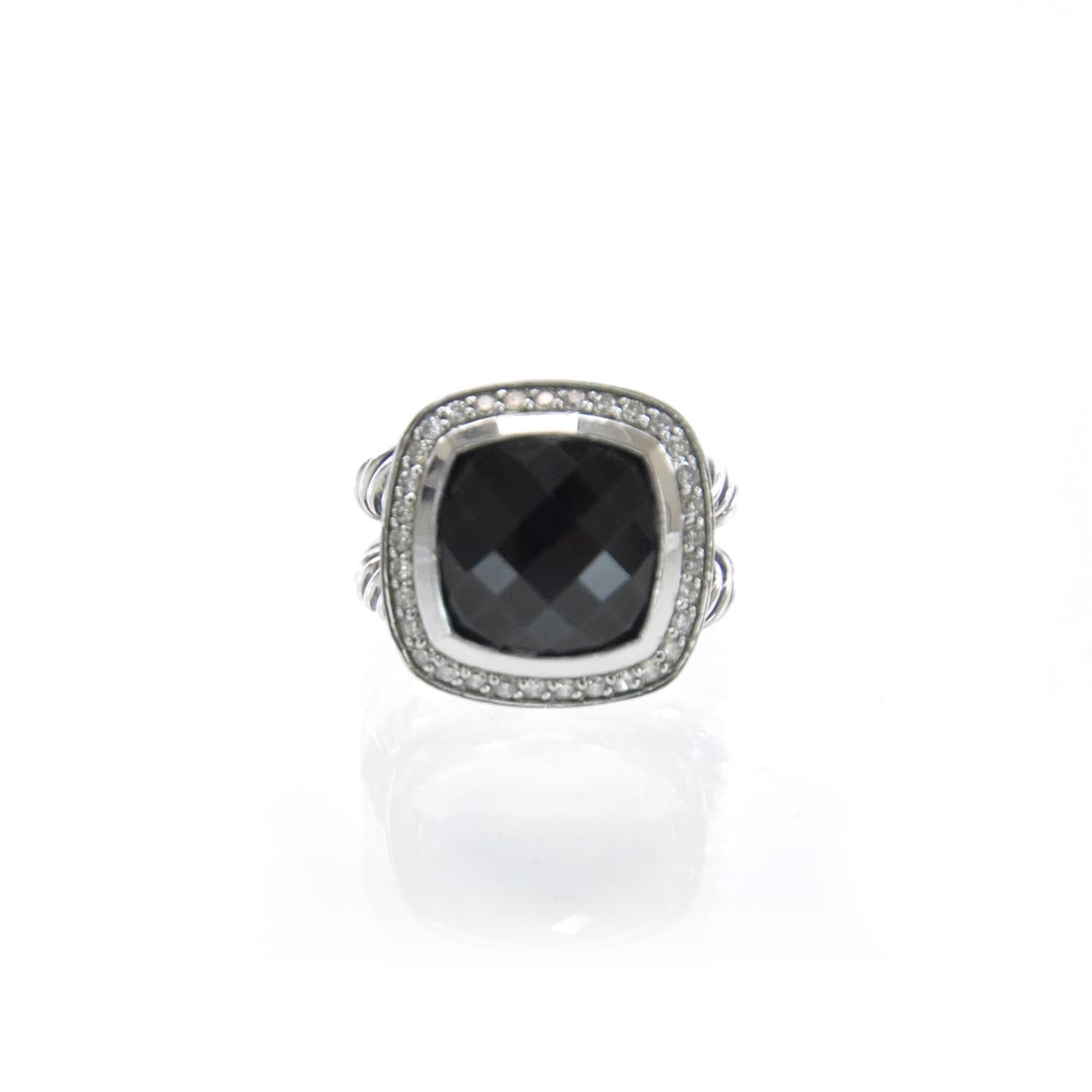 David Yurman Sterling Silver Diamond Black Onyx 11mm Albion Ring 52 6 5 of 5