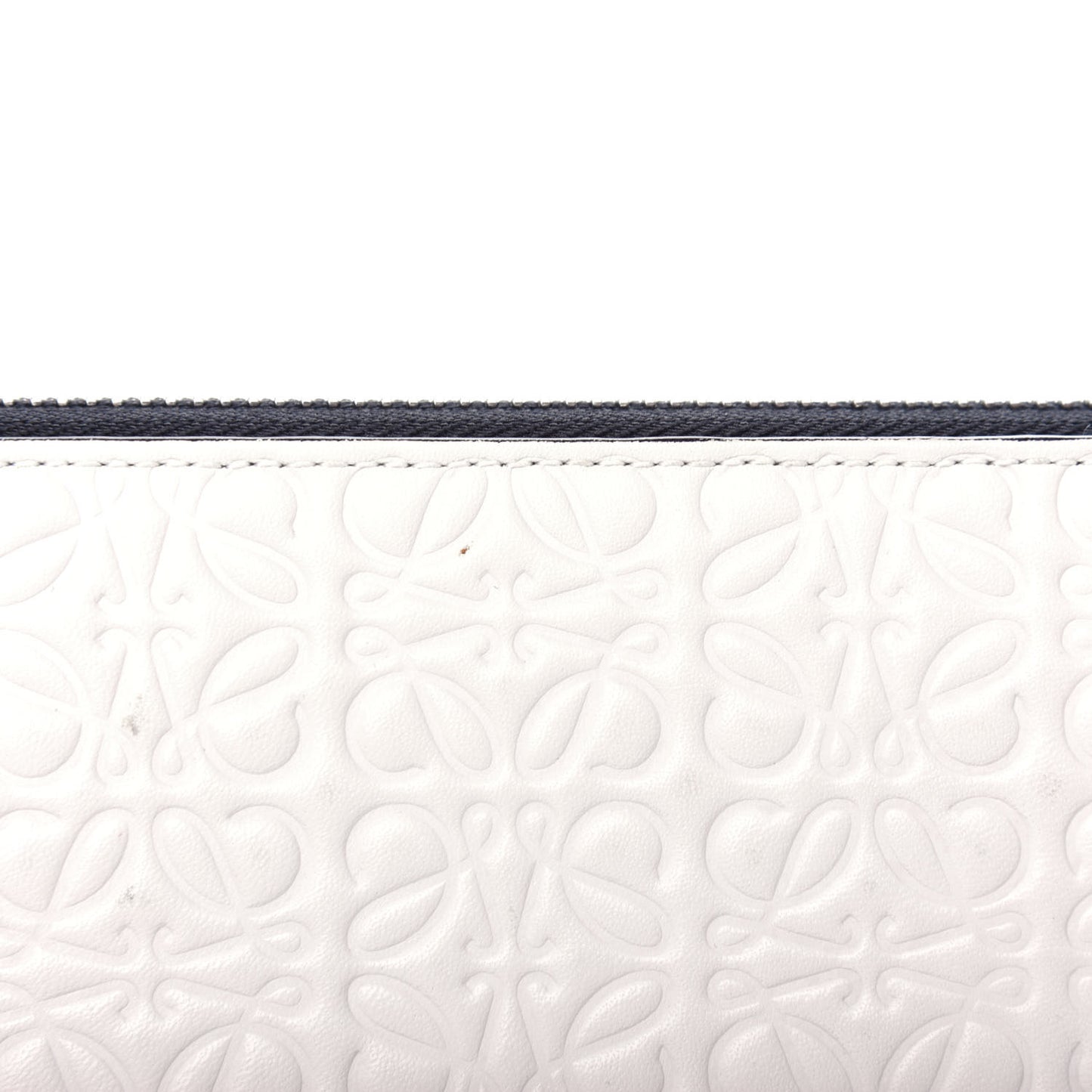 Calfskin Embossed Repeat Zip Wallet Light Oat