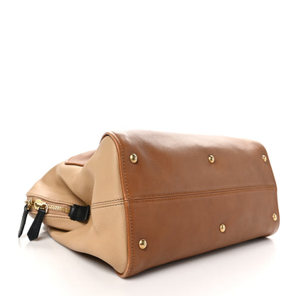 Fendi Calfskin Large Chameleon Tote Cognac Camel Black 4 of 11