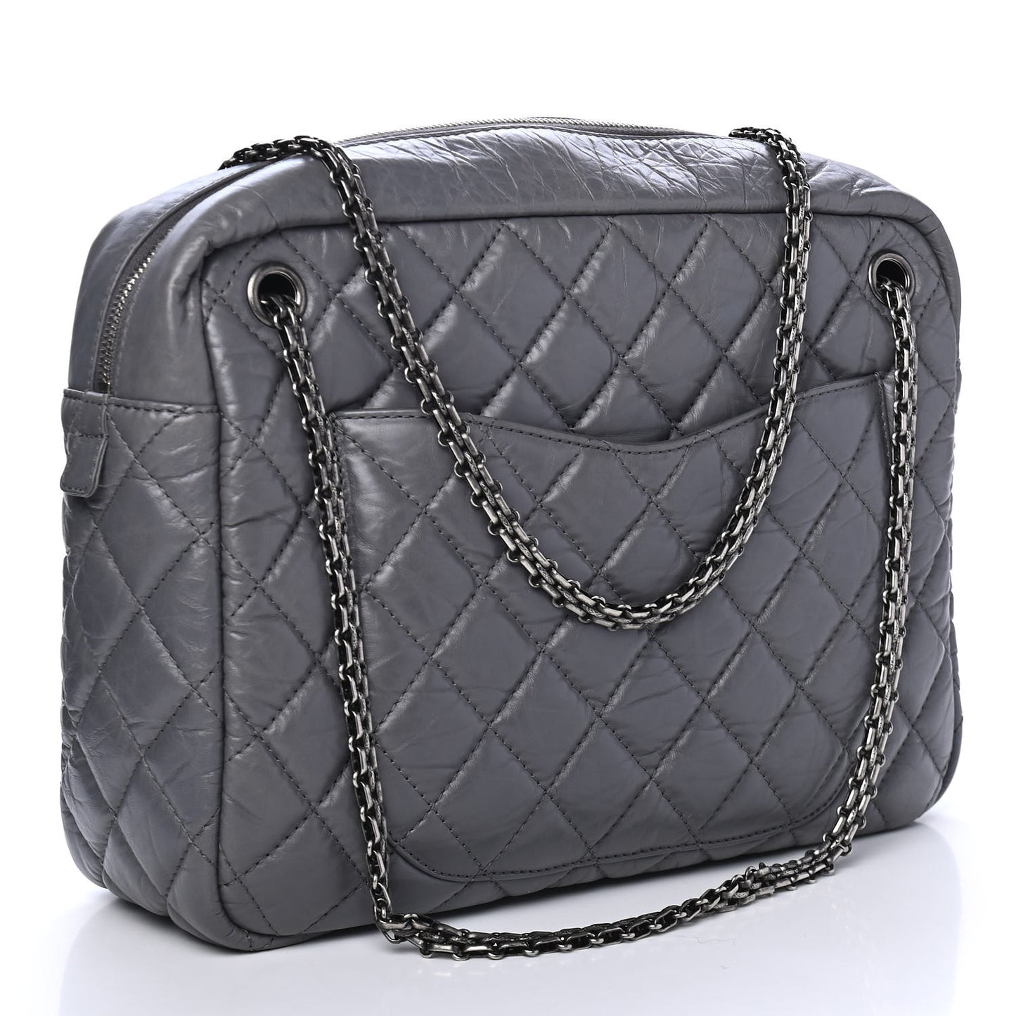 Aged Calfskin Quilted Large Reissue Camera Case Grey
