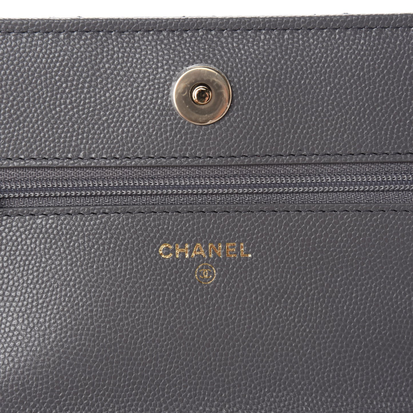 Caviar Quilted French New Wave Chain CC Wallet On Chain WOC Grey