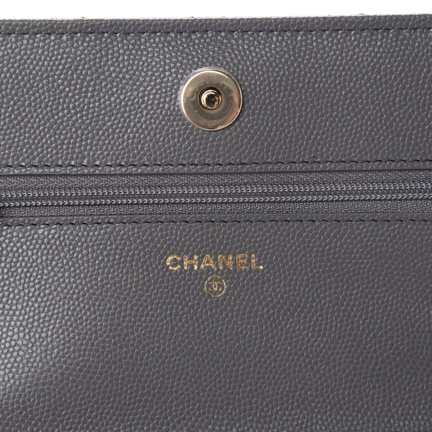 Chanel Caviar Quilted French New Wave Chain CC Wallet On Chain WOC Grey 9 of 13
