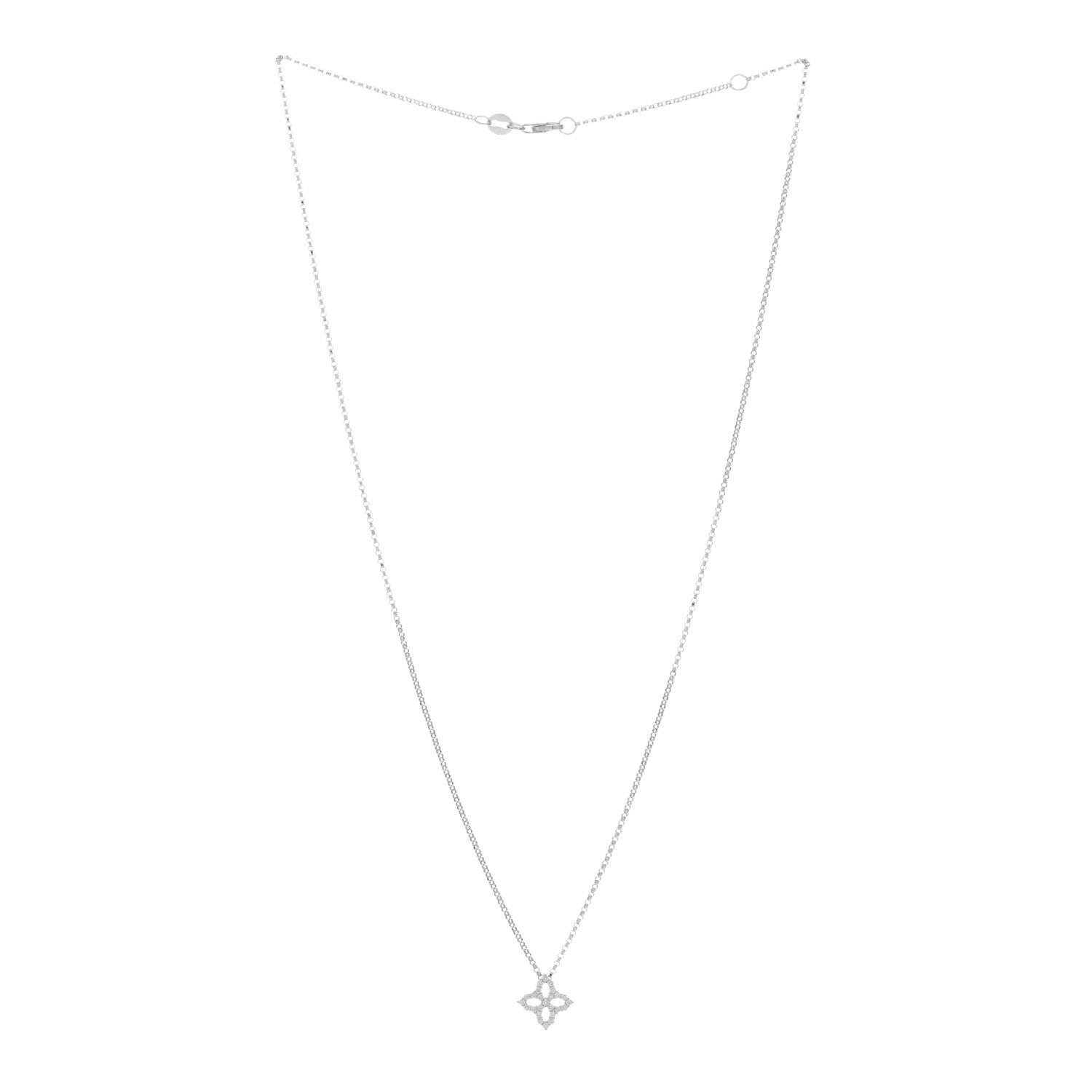 Roberto Coin 18K White Gold Diamond Small Princess Open Flower Pendant Necklace 2 of 4
