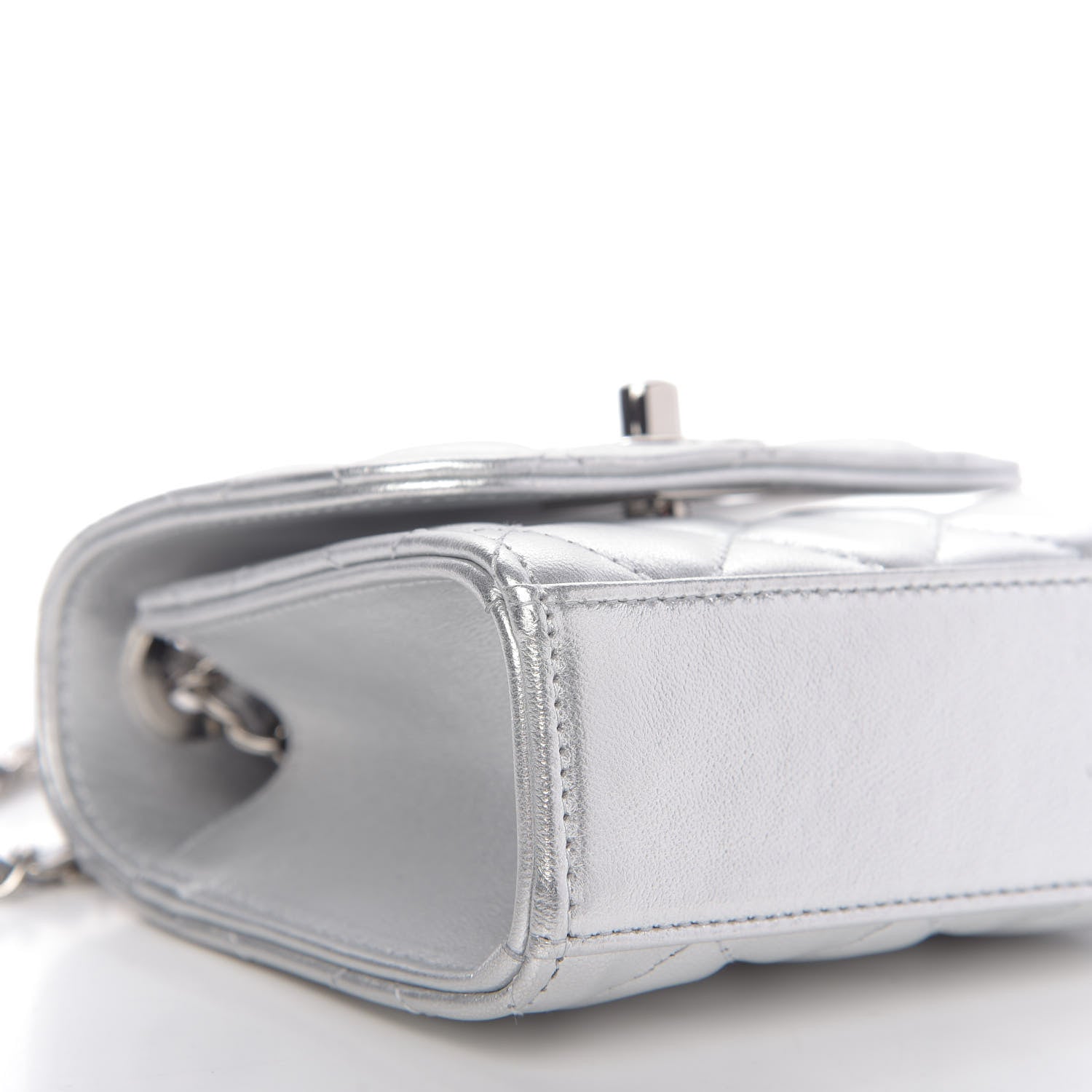 Chanel Metallic Lambskin Quilted Mini Trendy CC Clutch With Chain Silver 6 of 10