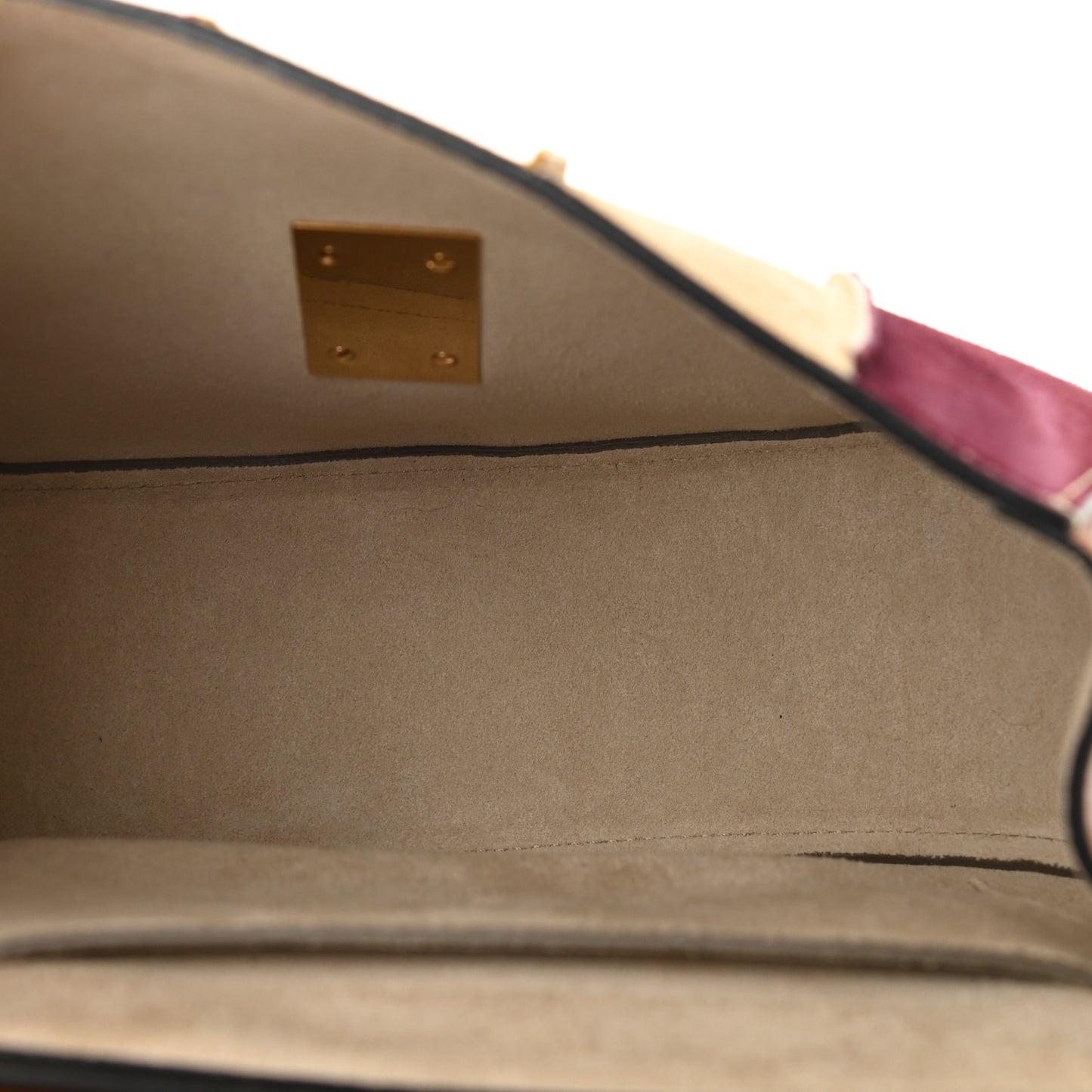 Smooth Calfskin Suede Striped Patchwork Drew Shoulder Bag Caramel