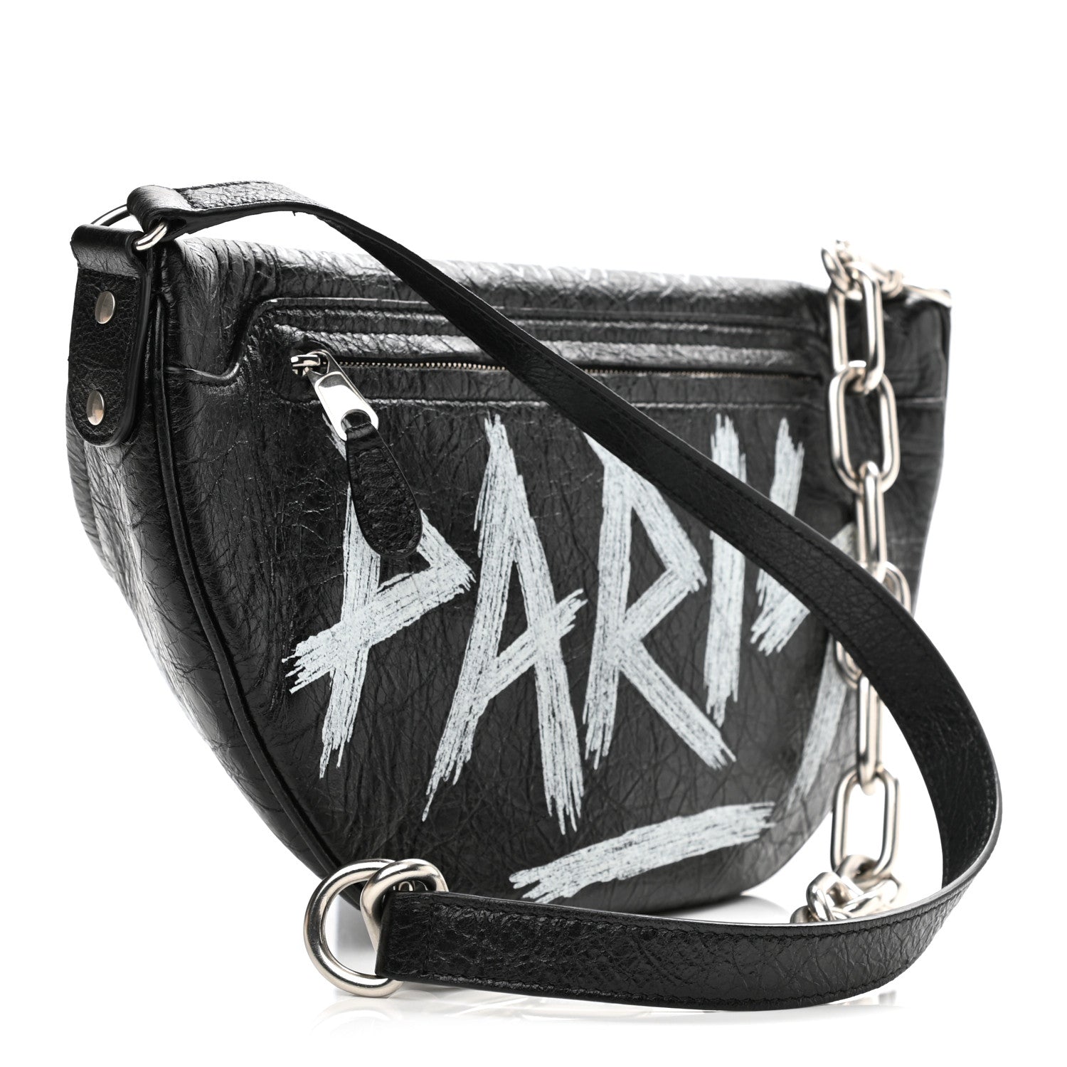Balenciaga Agneau Arena Graffiti All Over XS Souvenir Belt Bag Black White 3 of 13