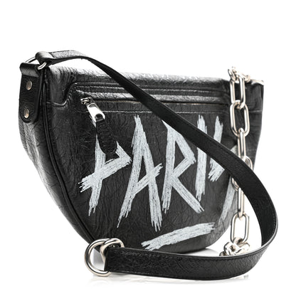 Balenciaga Agneau Arena Graffiti All Over XS Souvenir Belt Bag Black White 3 of 13