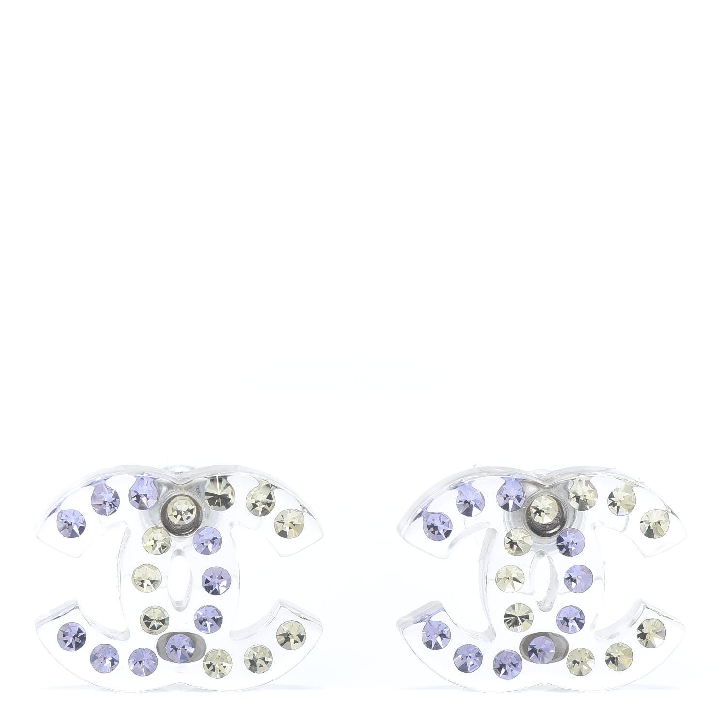 Chanel Resin Crystal CC Earrings Multi 1 of 5