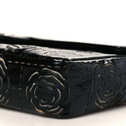 Chanel Patent Perforated Camellia East West Flap Black 10 of 11
