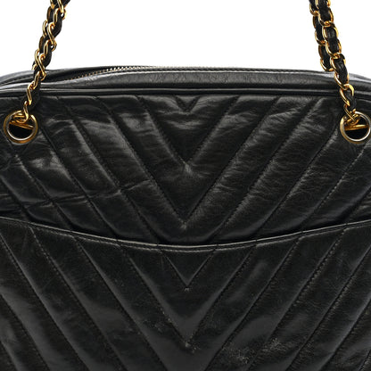 Chanel Lambskin Chevron Quilted Camera Case Black 8 of 10