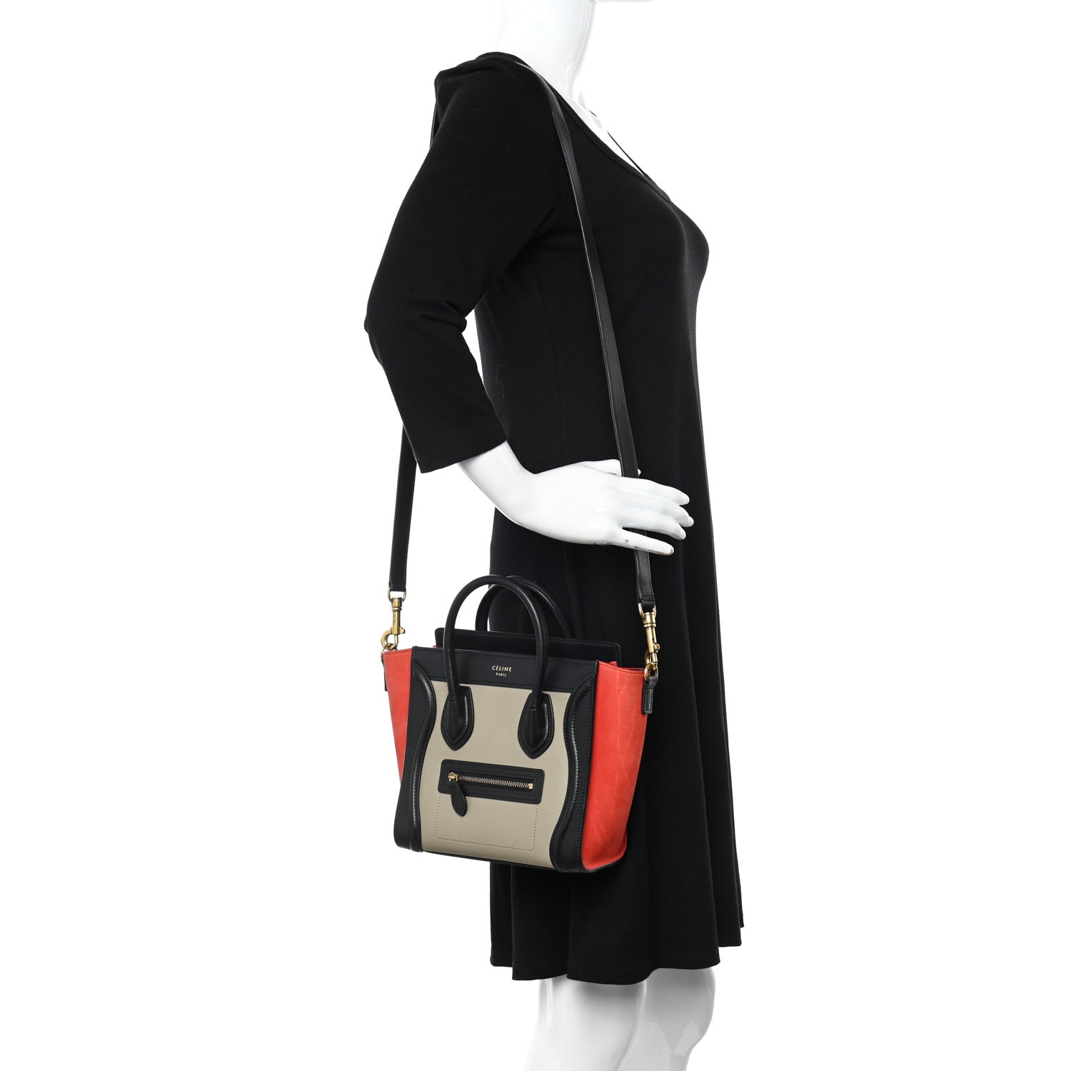 Celine Smooth Calfskin Nubuck Nano Tri-Color Luggage Beige 2 of 11