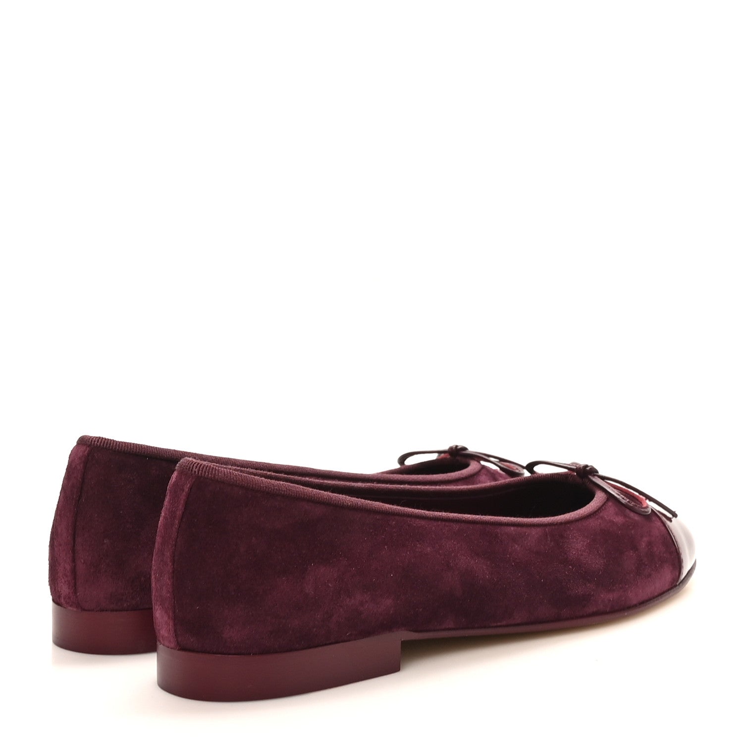 Chanel Suede Patent Calfskin Cap Toe CC Ballerina Flats 39 Burgundy 5 of 10