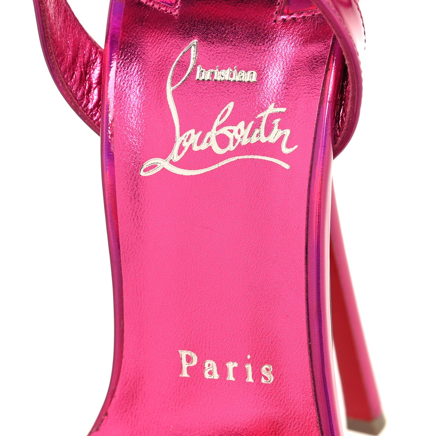 Patent Psychic Loubi Queen Alta 150 Platform Sandals 38 Fuxia