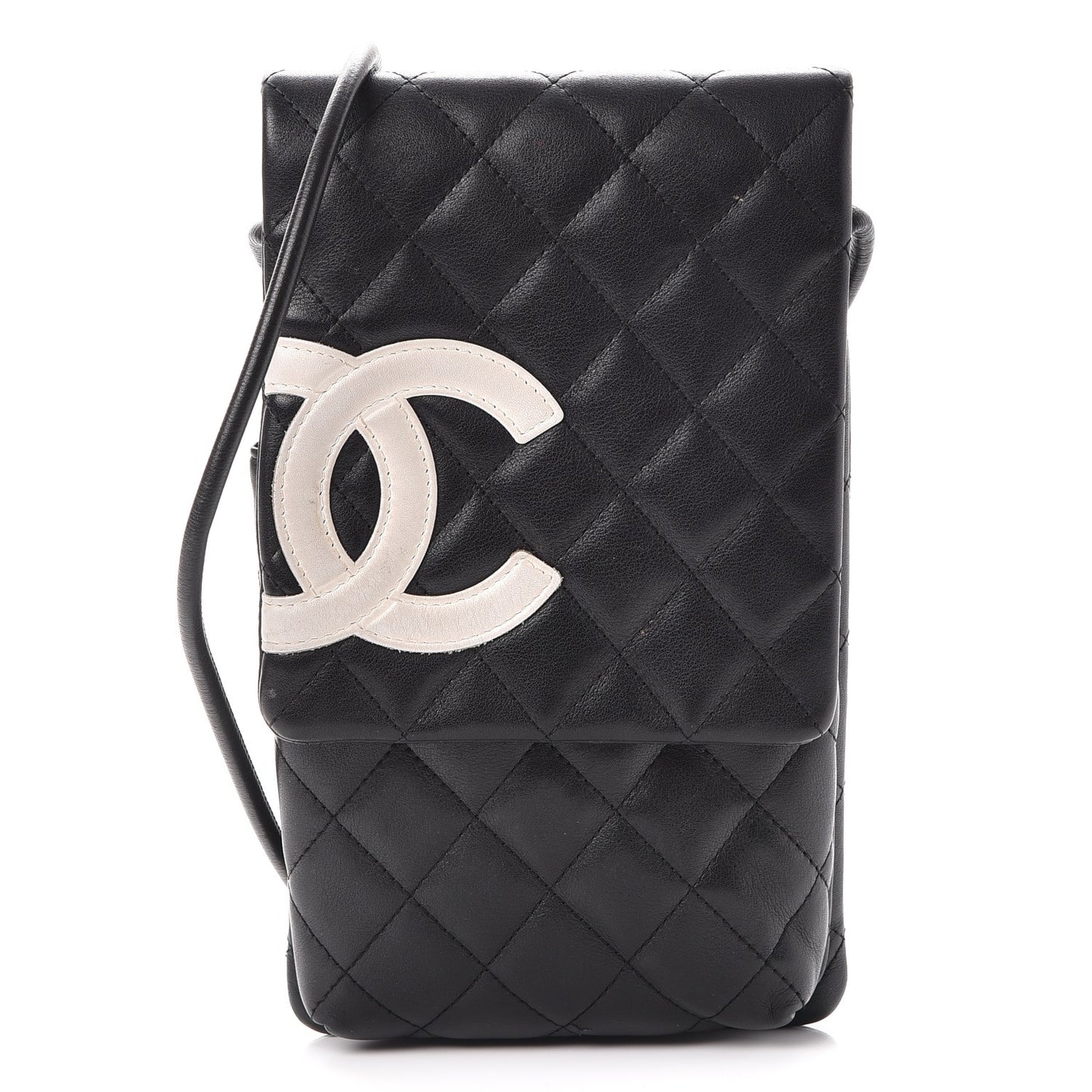Calfskin Quilted Cambon Crossbody Messenger Black White
