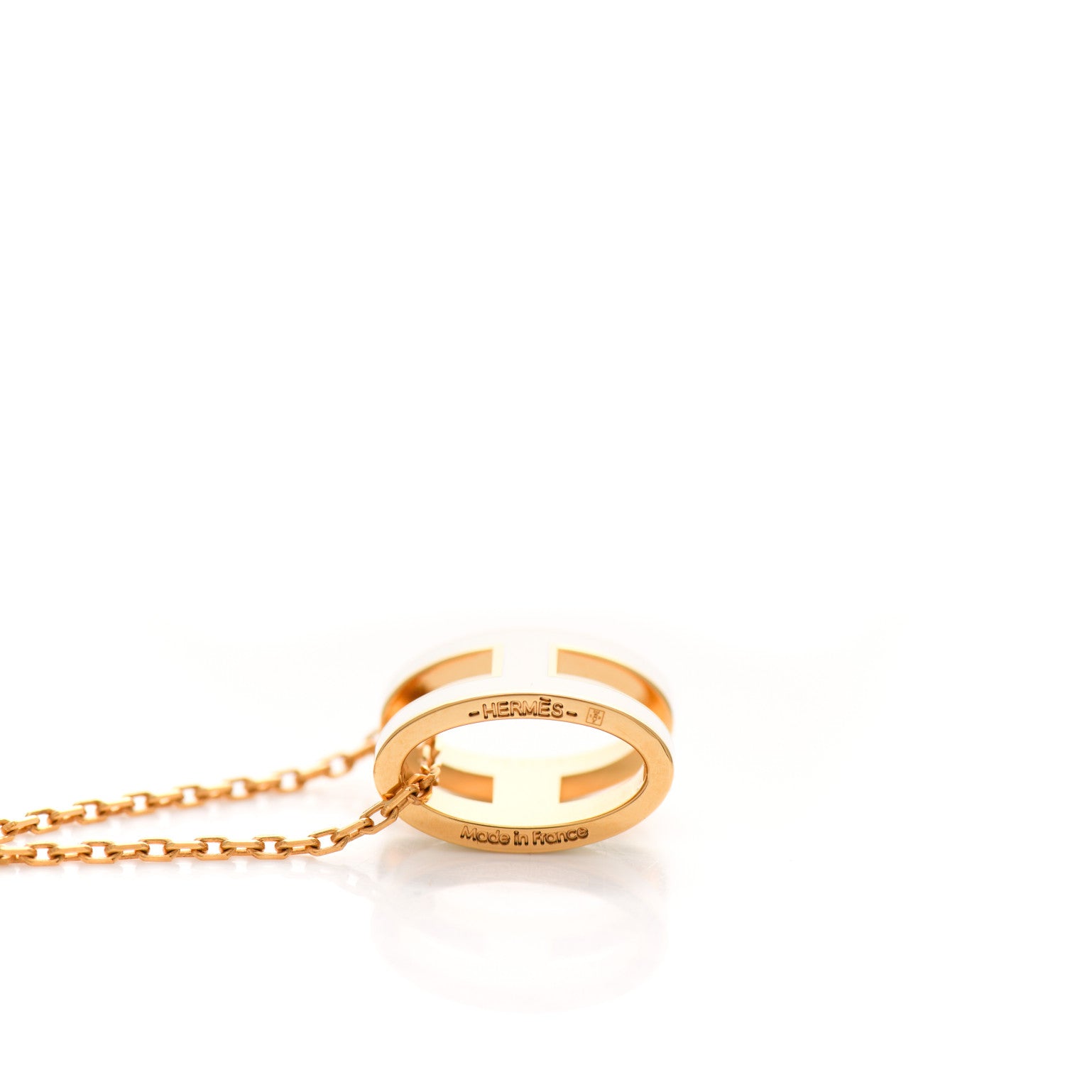 Hermes Lacquered Gold Pop H Pendant Necklace White 4 of 5