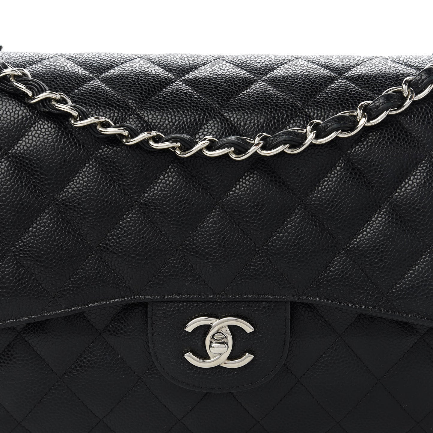 Caviar Quilted Jumbo Double Flap Black